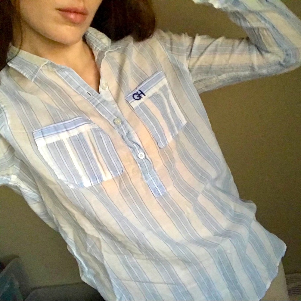 Gilly Hicks Striped Half Button Down shirt